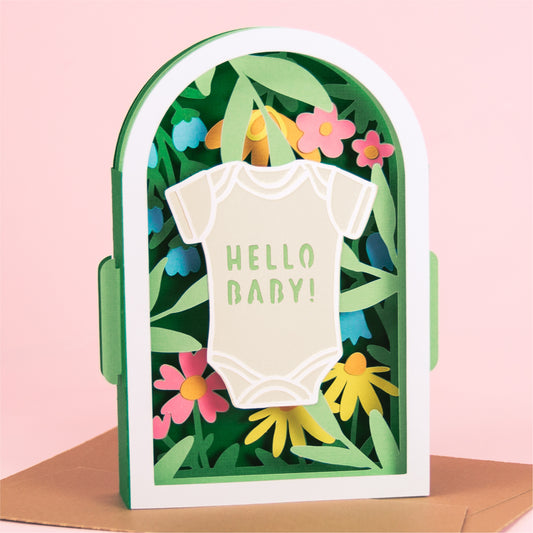 Baby Onesie with Flowers Card - 3D Newborn Card SVG