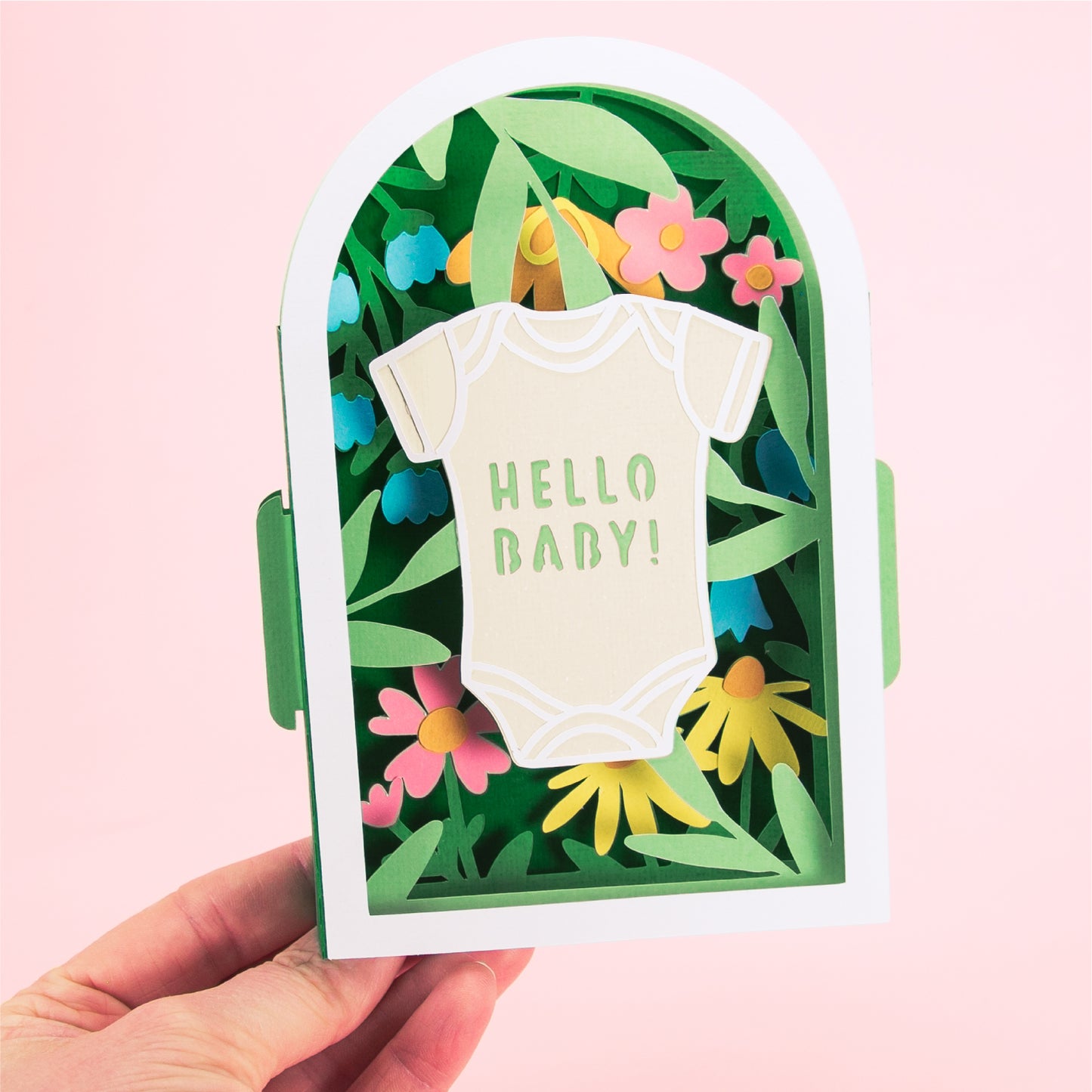 Baby Onesie with Flowers Card - 3D Newborn Card SVG
