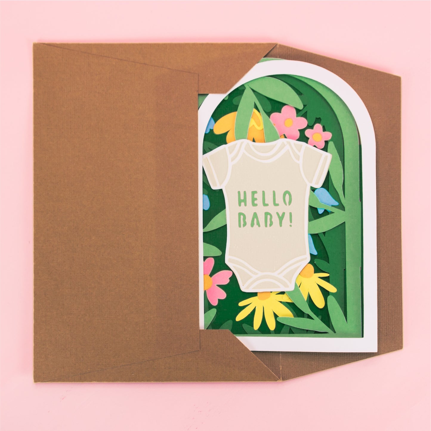 Baby Onesie with Flowers Card - 3D Newborn Card SVG