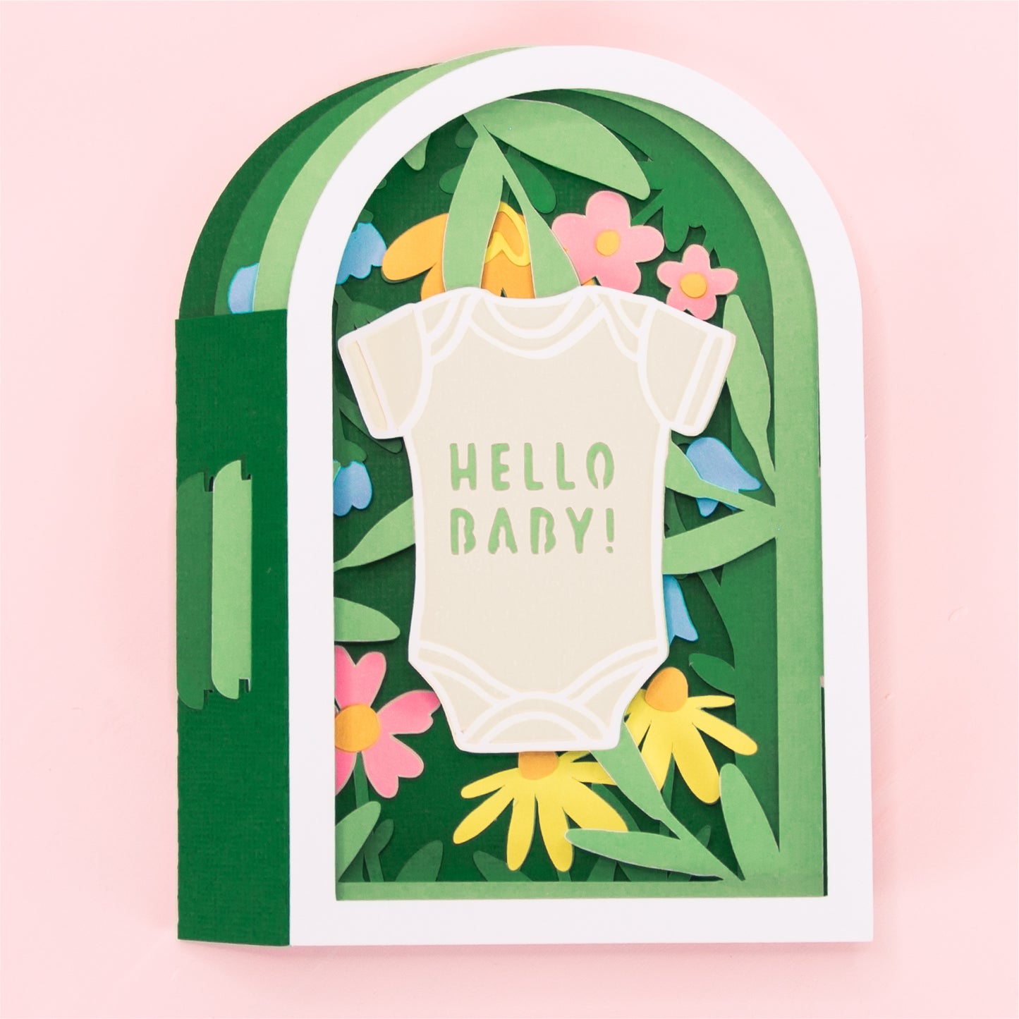 Baby Onesie with Flowers Card - 3D Newborn Card SVG