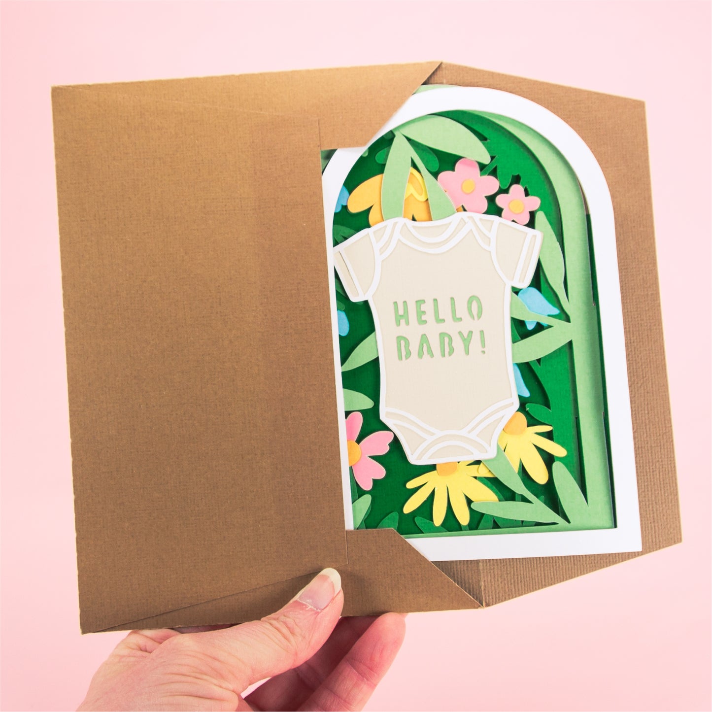 Baby Onesie with Flowers Card - 3D Newborn Card SVG