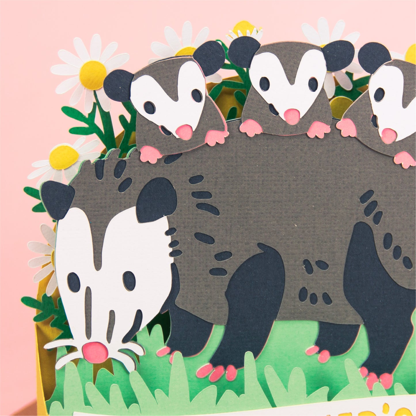 Opossum with Babies Card - 3D Mother's Day Card SVG
