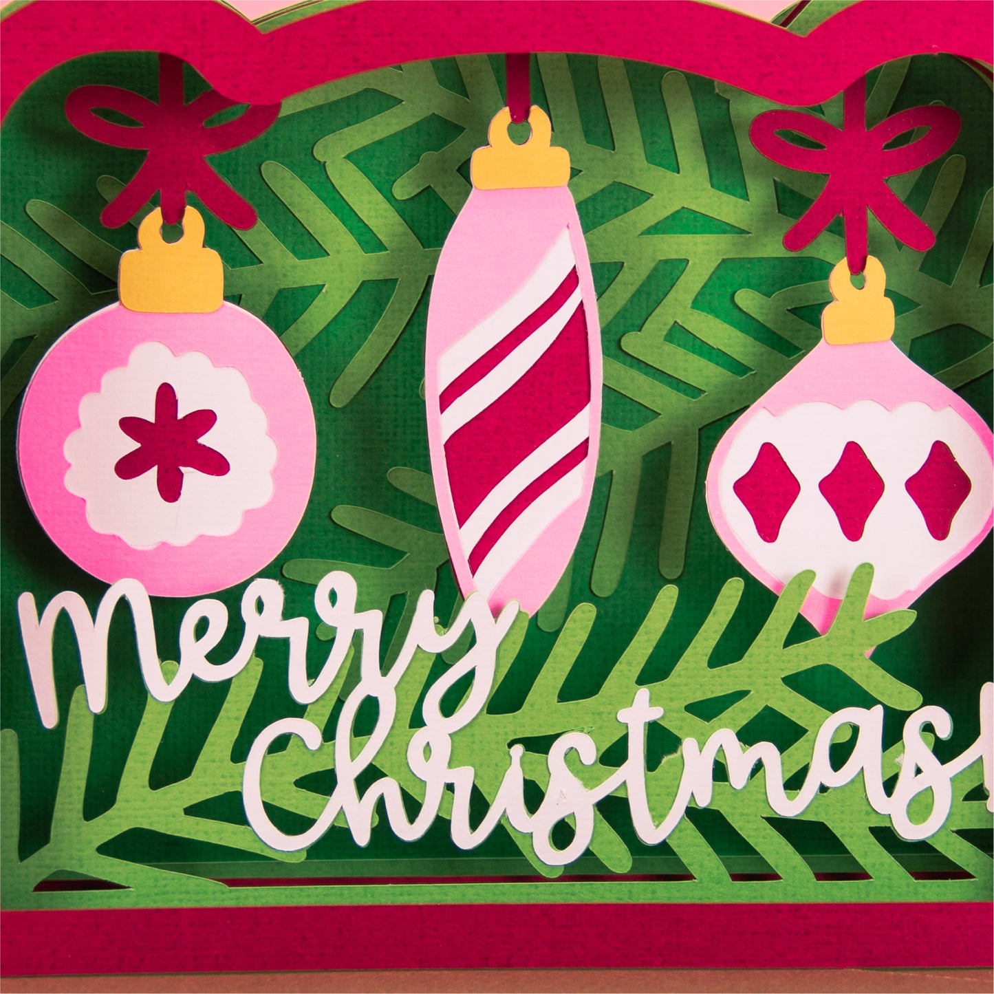 Merry Christmas Ornament Card - 3D Christmas Card SVG