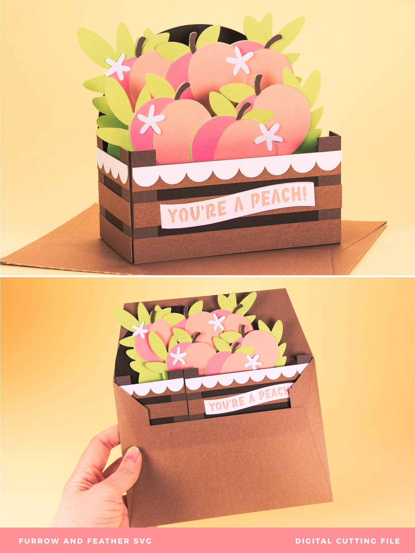 Peach Crate Card - 3D Summer Card SVG
