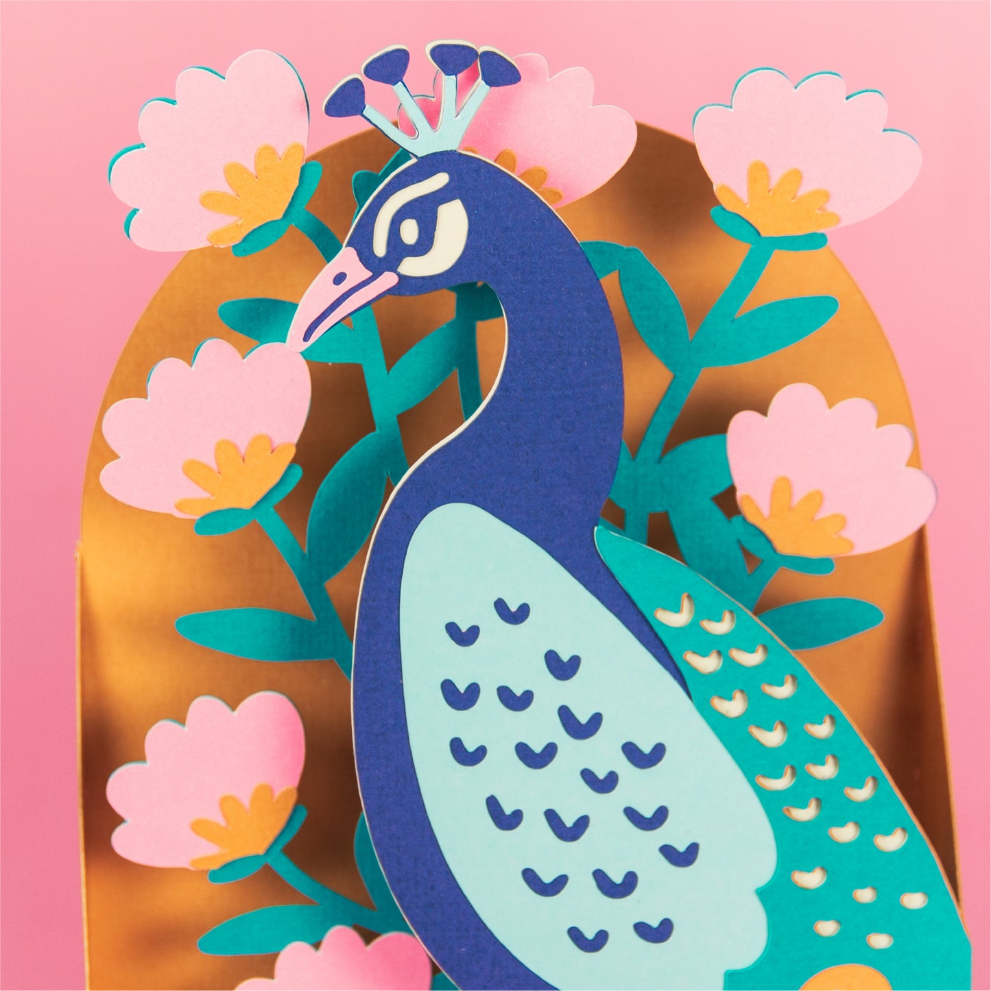 Peacock with Flowers Card - 3D Any Occasion Card SVG
