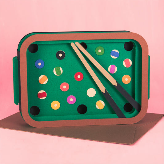 Pool Table Card - 3D Billiards Card SVG