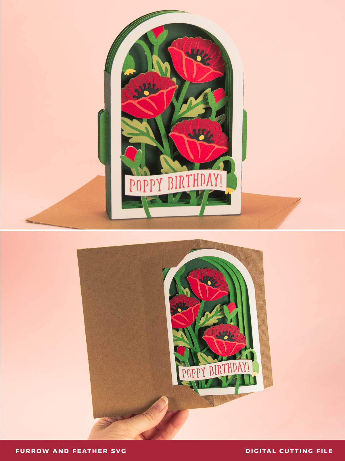 Poppy Birthday Card - 3D Floral Birthday Card SVG