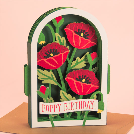 Poppy Birthday Card - 3D Floral Birthday Card SVG