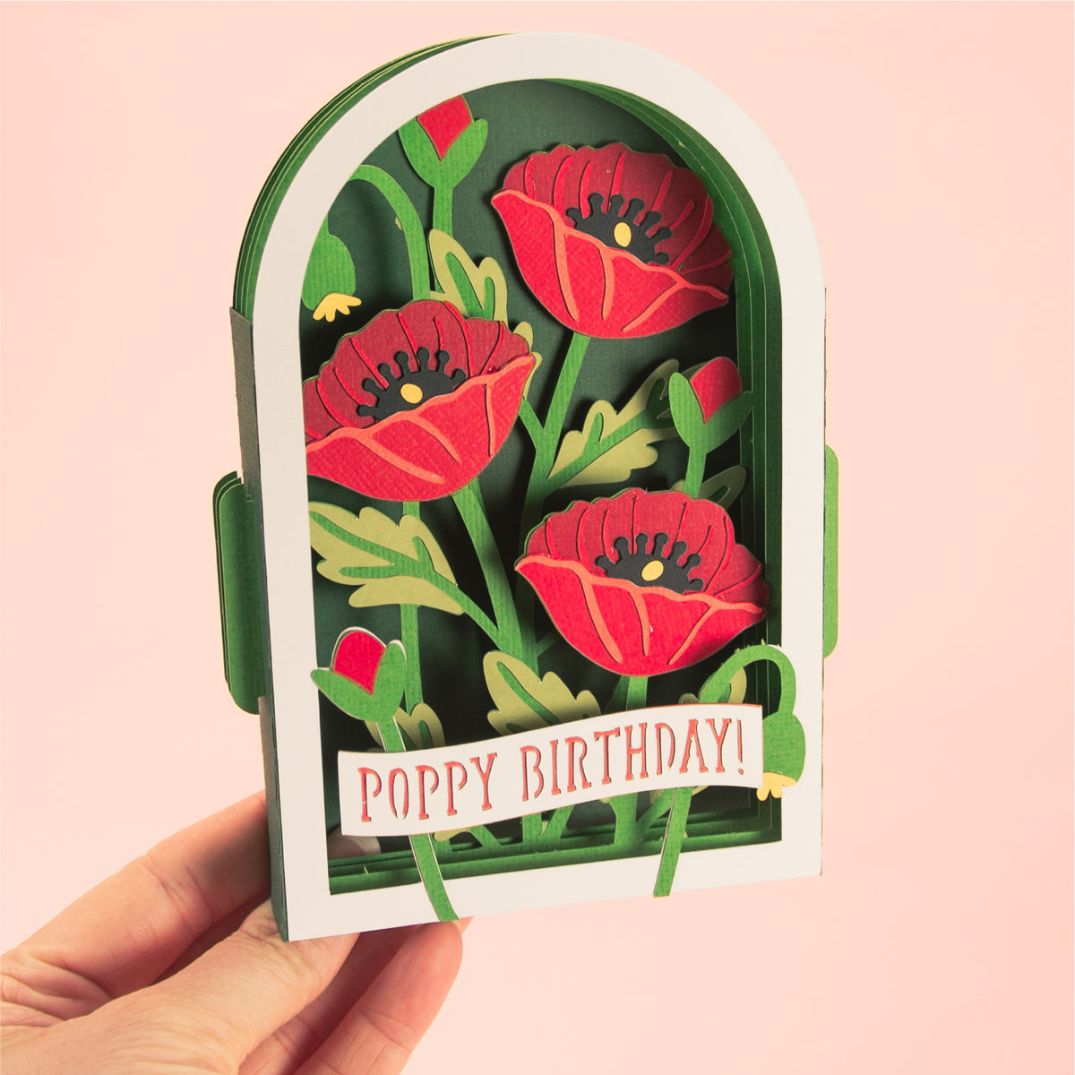 Poppy Birthday Card - 3D Floral Birthday Card SVG