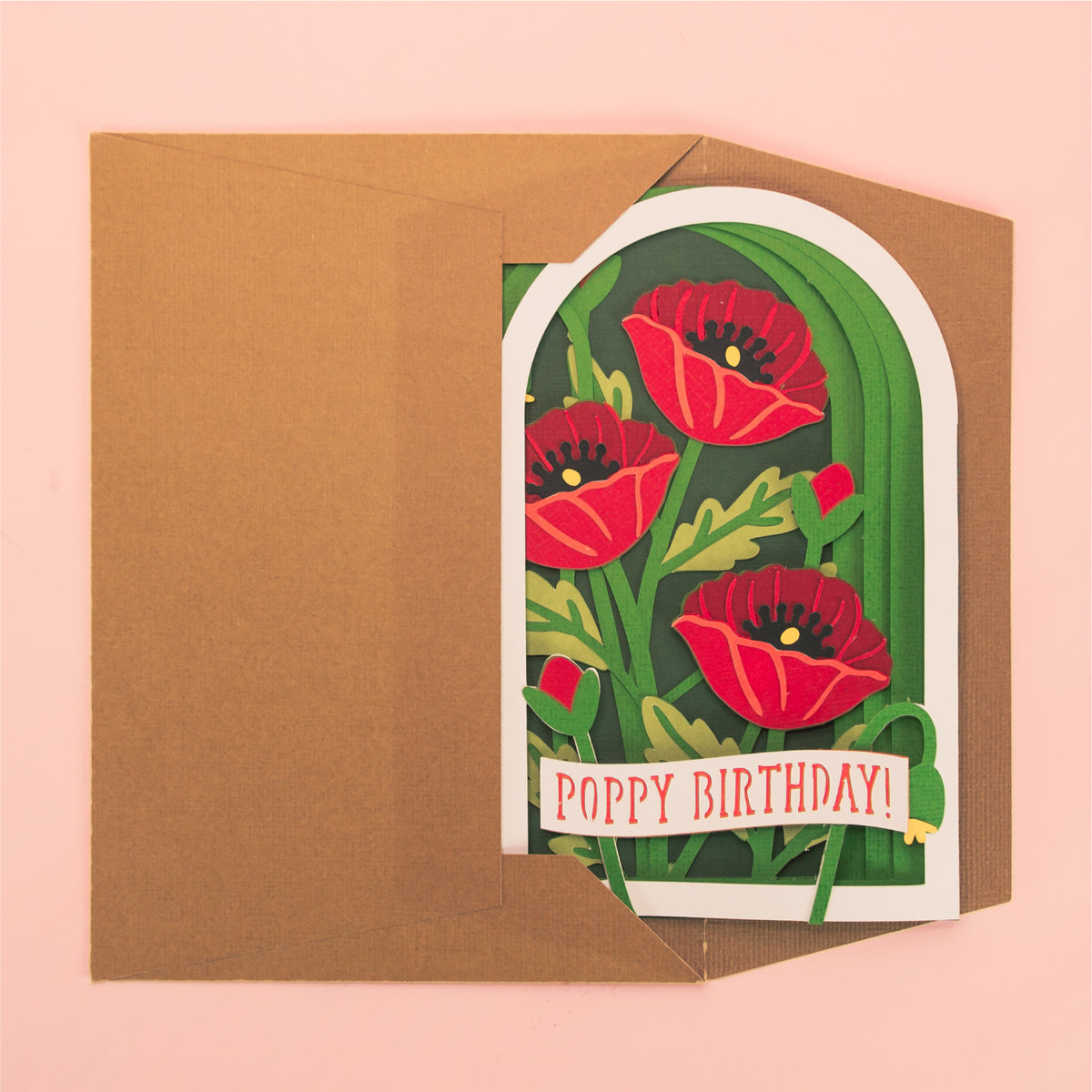 Poppy Birthday Card - 3D Floral Birthday Card SVG