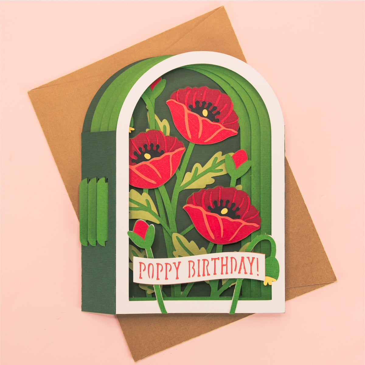 Poppy Birthday Card - 3D Floral Birthday Card SVG