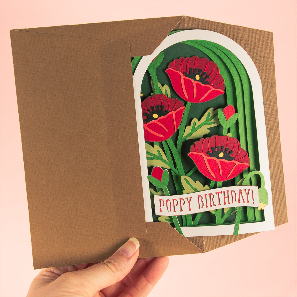 Poppy Birthday Card - 3D Floral Birthday Card SVG