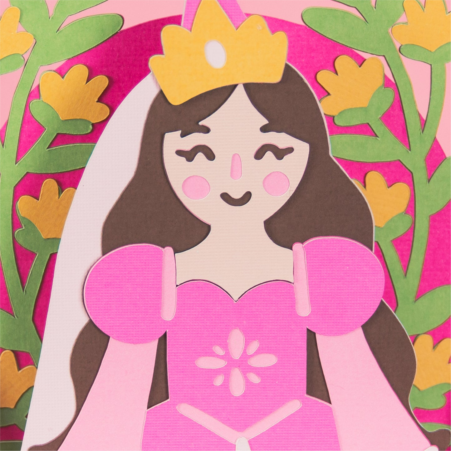 Princess with Flowers Card - 3D Card SVG