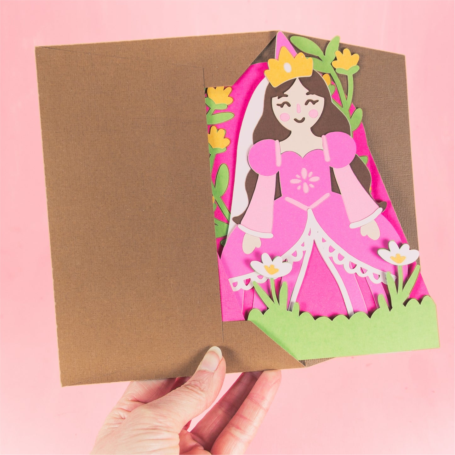 Princess with Flowers Card - 3D Card SVG