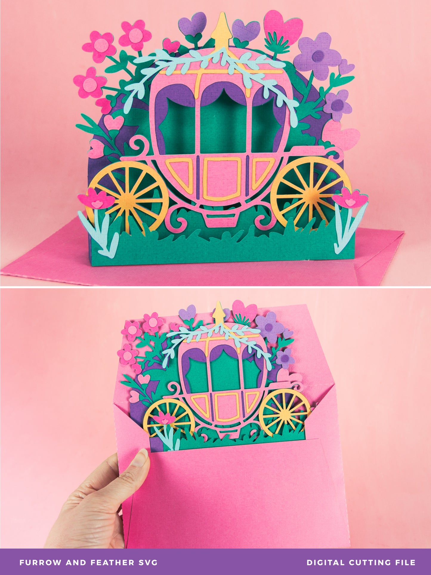 Princess Carriage Card - 3D Fairytale Card SVG
