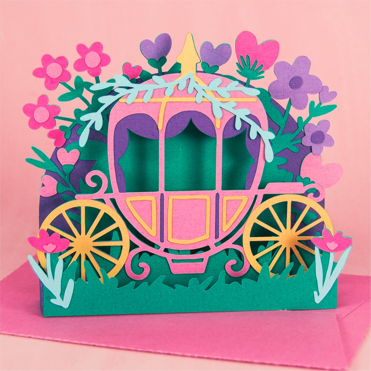 Princess Carriage Card - 3D Fairytale Card SVG