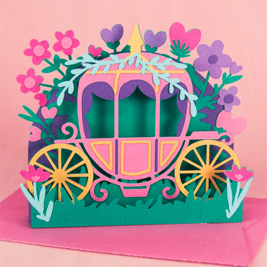 Princess Carriage Card - 3D Fairytale Card SVG