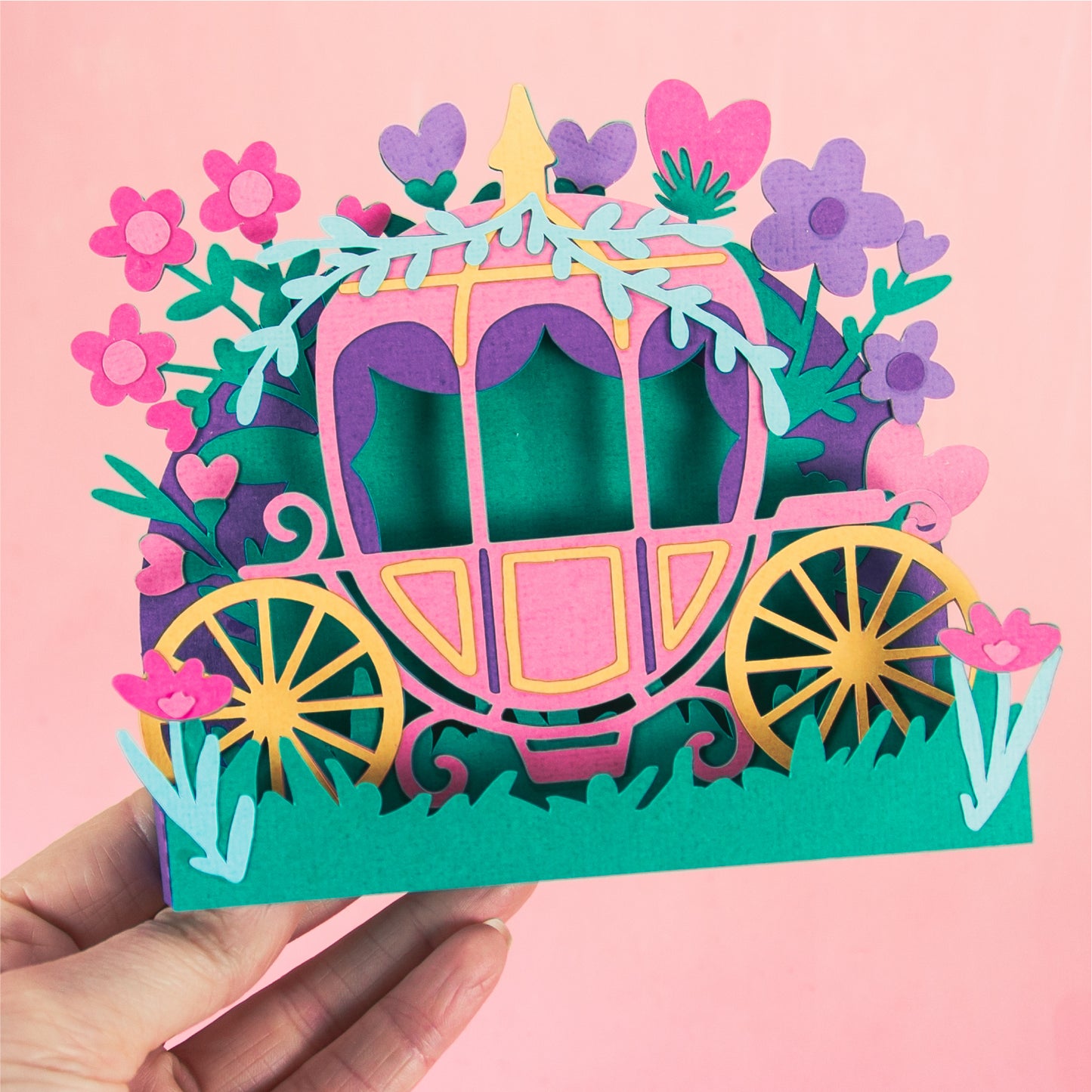 Princess Carriage Card - 3D Fairytale Card SVG