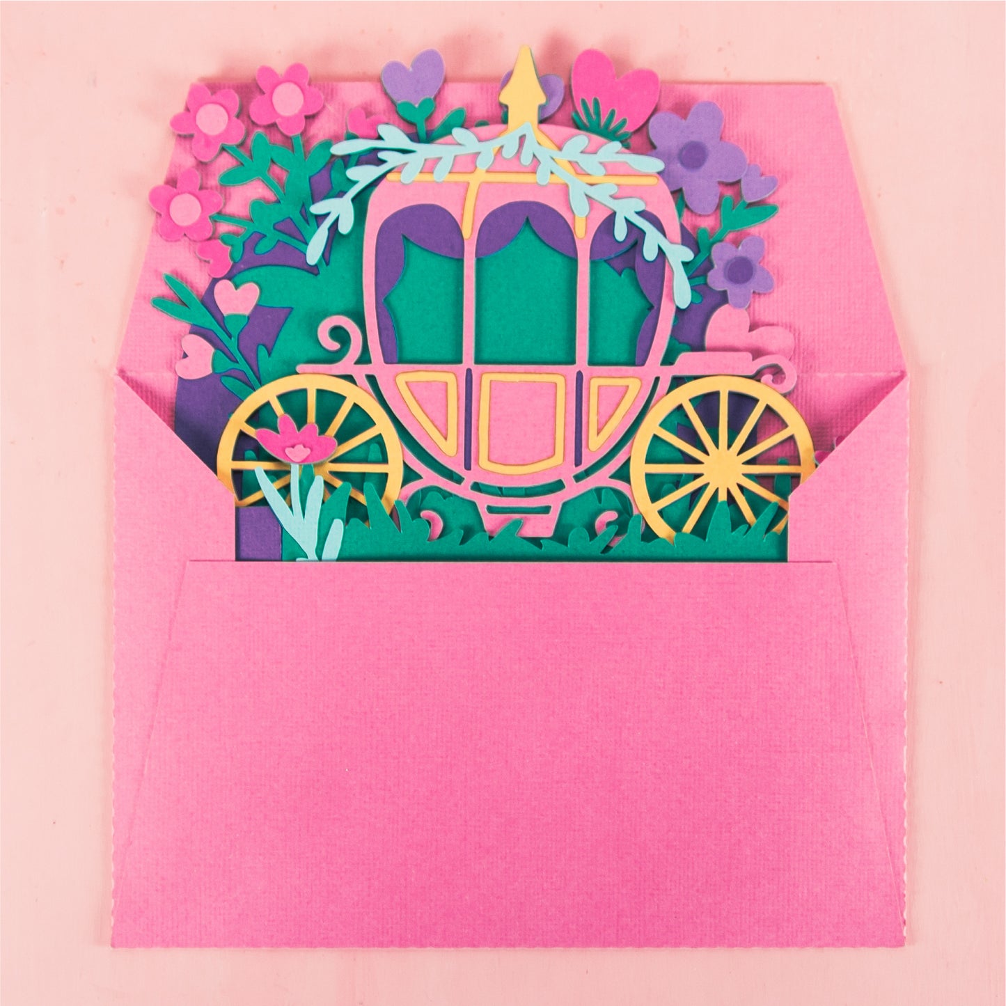 Princess Carriage Card - 3D Fairytale Card SVG