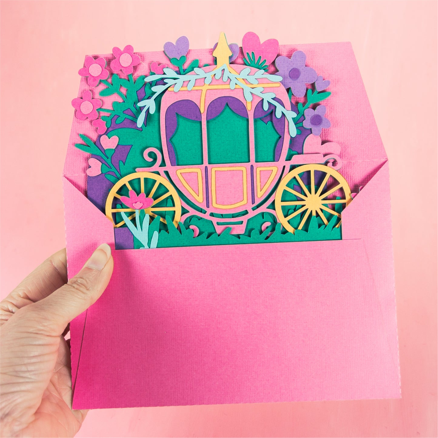 Princess Carriage Card - 3D Fairytale Card SVG