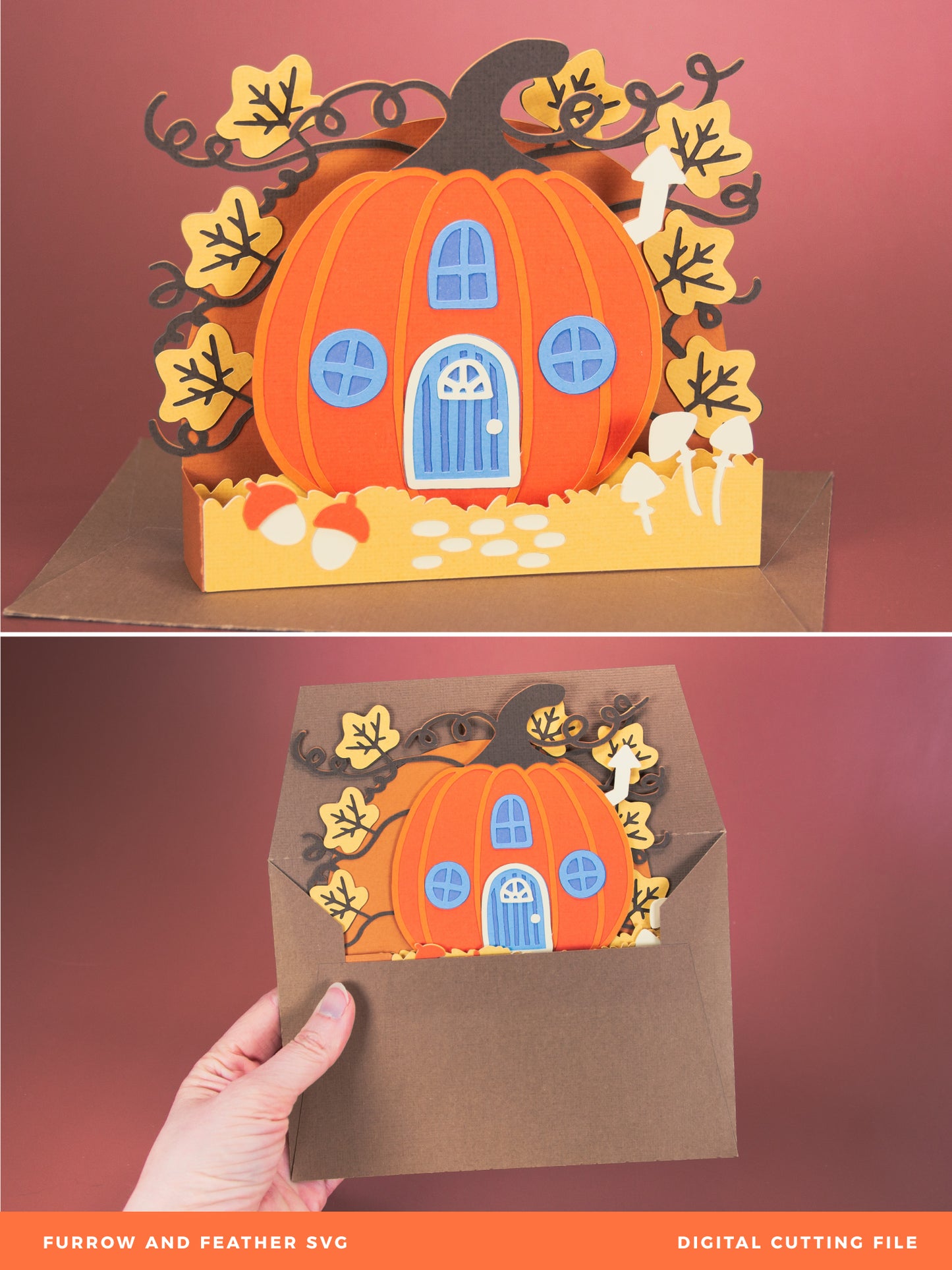 Pumpkin House Card - 3D Fall Card SVG