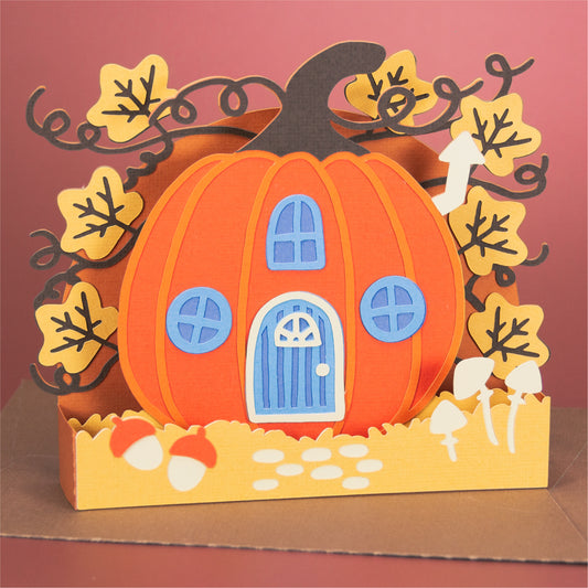 Pumpkin House Card - 3D Fall Card SVG