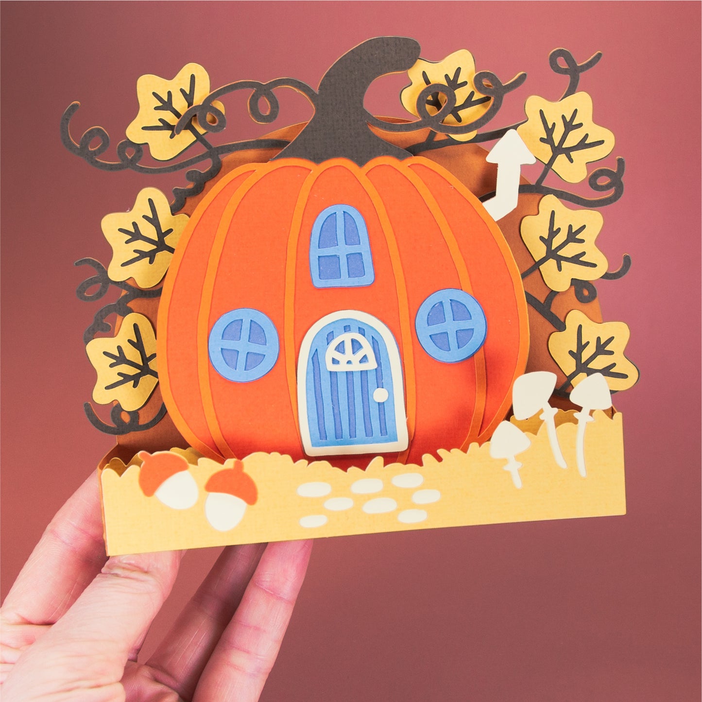 Pumpkin House Card - 3D Fall Card SVG
