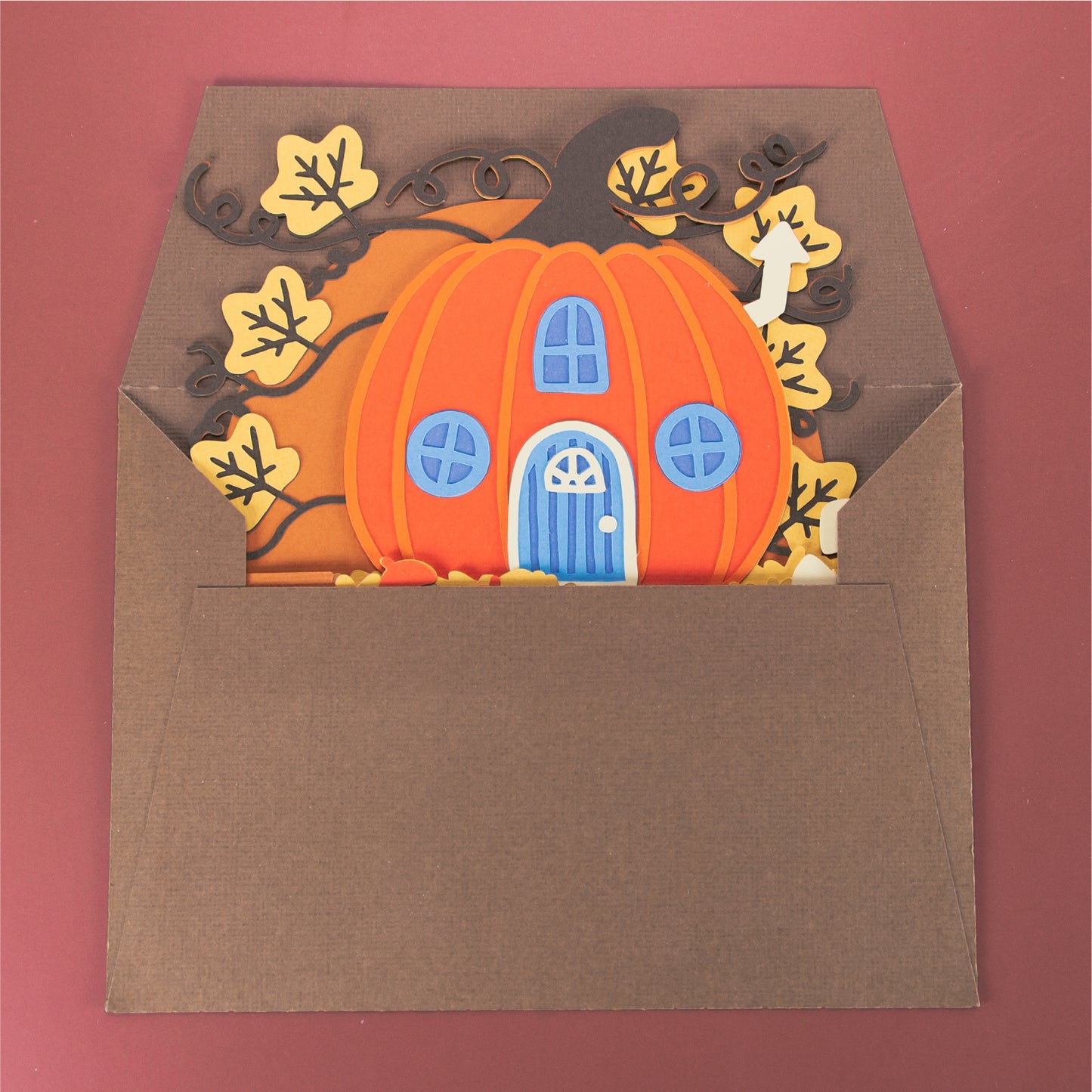 Pumpkin House Card - 3D Fall Card SVG