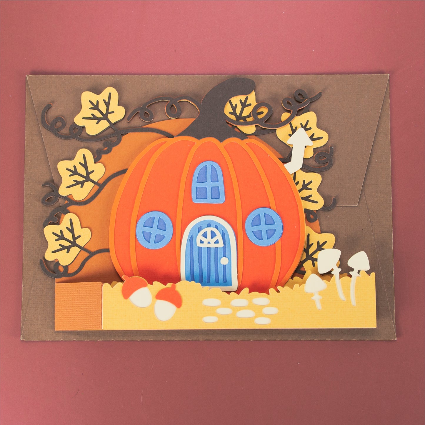 Pumpkin House Card - 3D Fall Card SVG