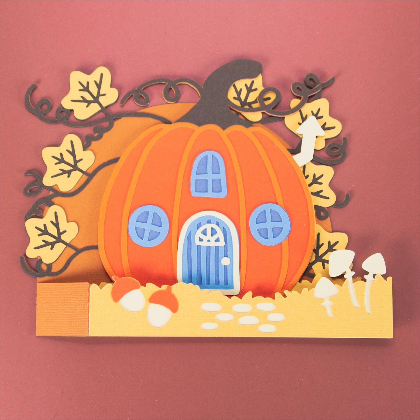Pumpkin House Card - 3D Fall Card SVG