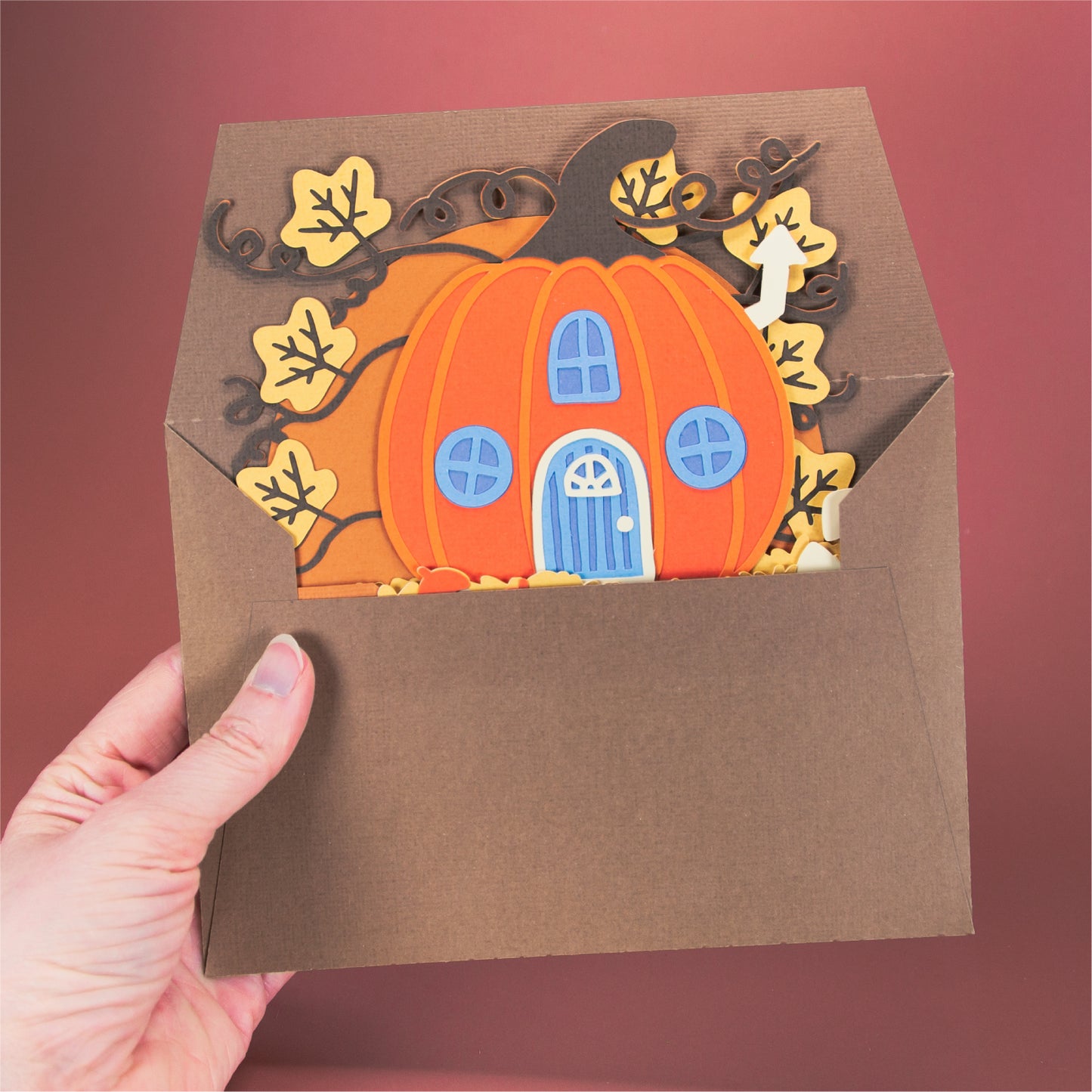 Pumpkin House Card - 3D Fall Card SVG