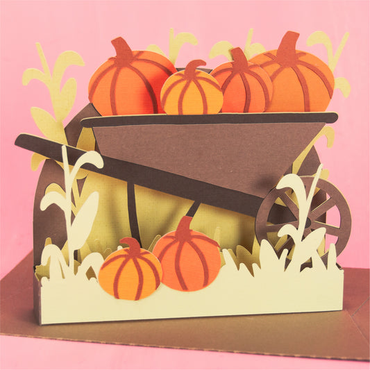 Pumpkin Patch Wheelbarrow Card - 3D Card SVG