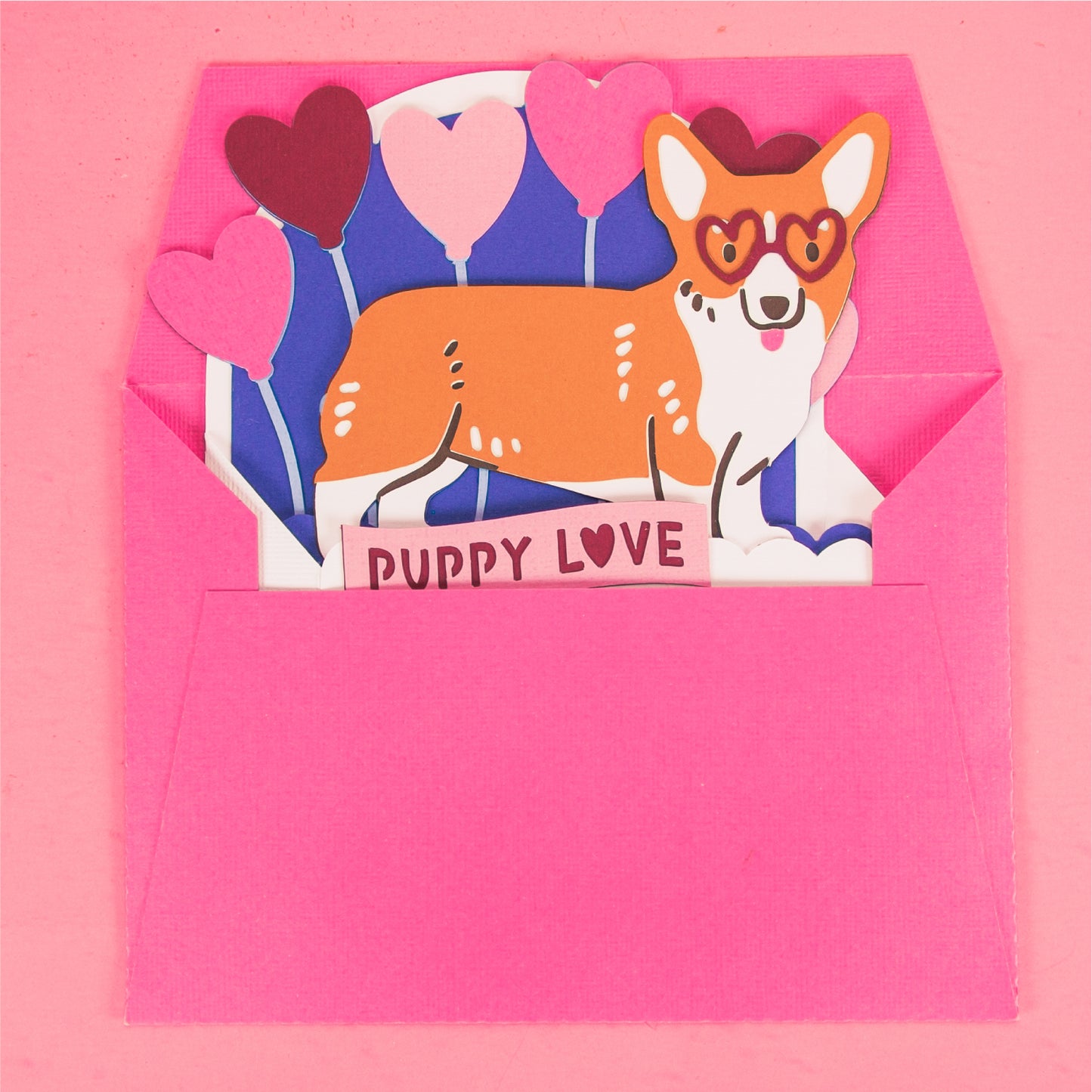 Puppy Love Corgi Card - 3D Valentine's Day Card SVG