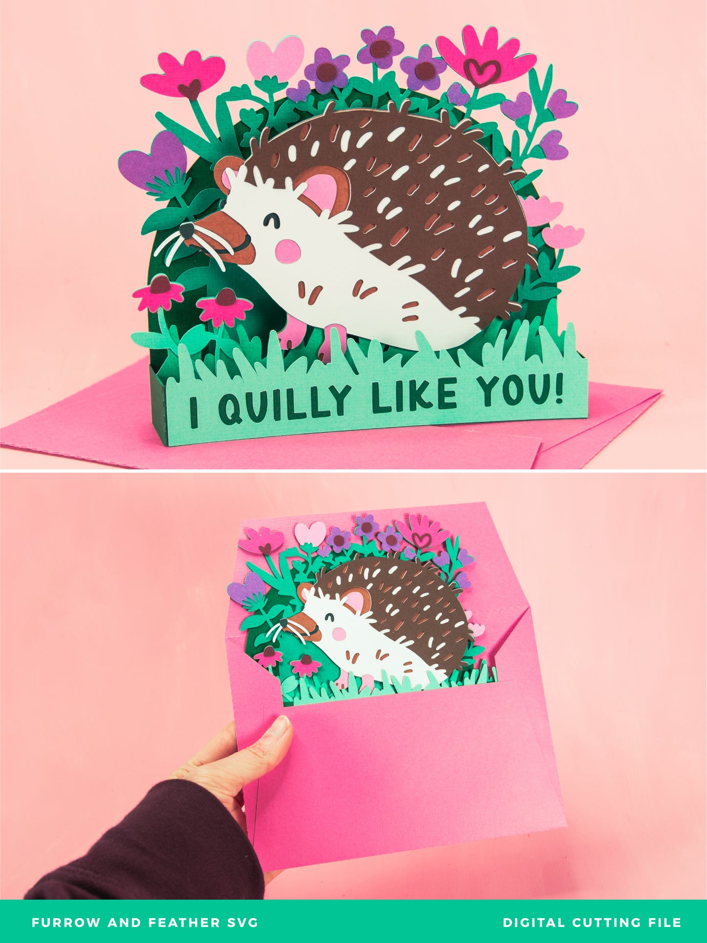 I Quilly Like You - Hedgehog Valentine's Day Card SVG