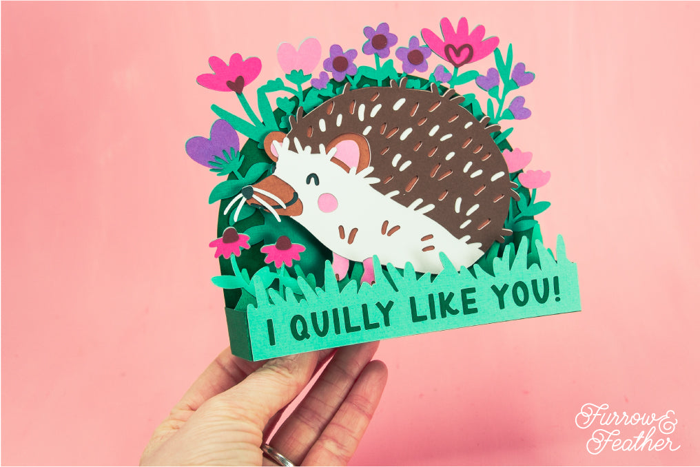 I Quilly Like You - Hedgehog Valentine's Day Card SVG