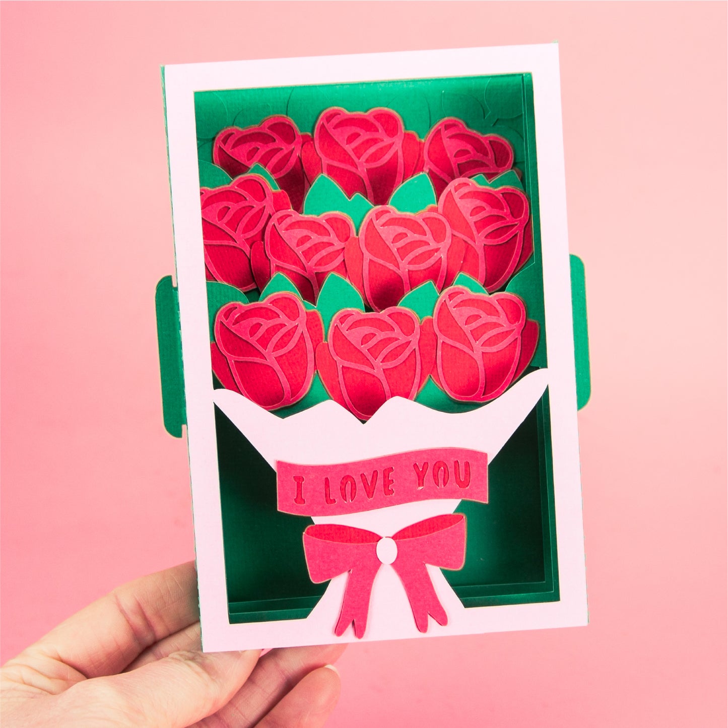 Rose  Bouquet Card - 3D Valentine's Day Card SVG