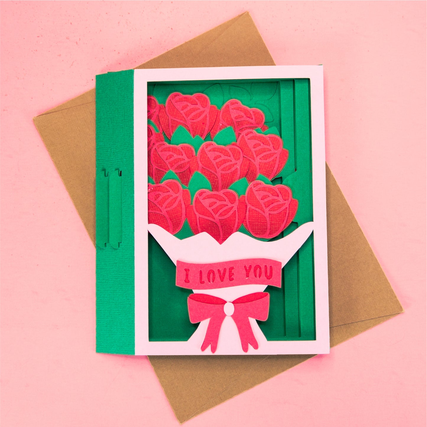 Rose  Bouquet Card - 3D Valentine's Day Card SVG
