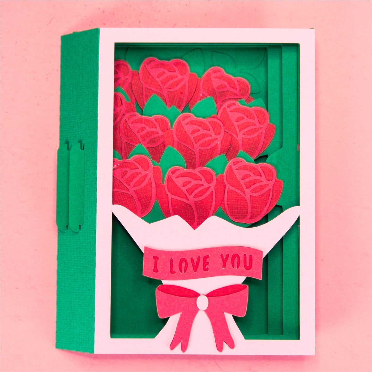 Rose  Bouquet Card - 3D Valentine's Day Card SVG