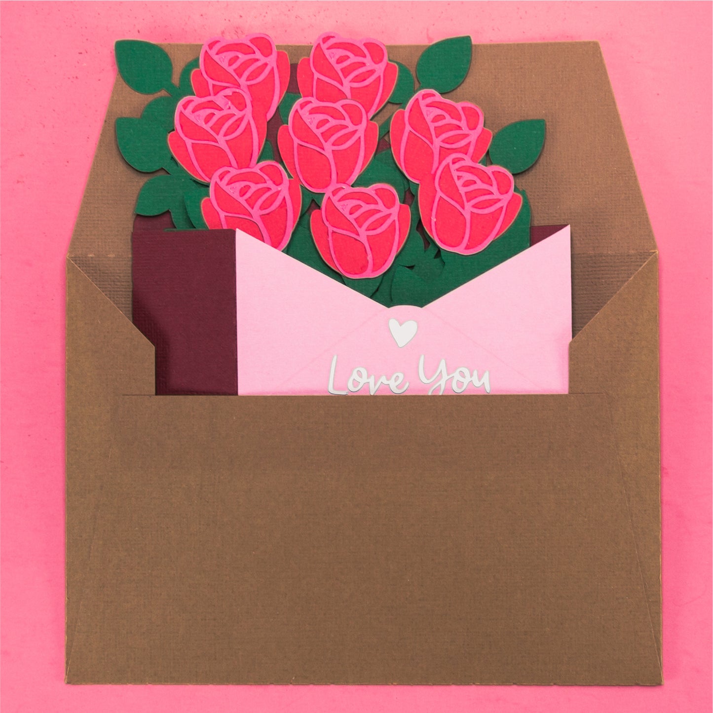 Rose Envelope Card - 3D Valentine's Day Card SVG