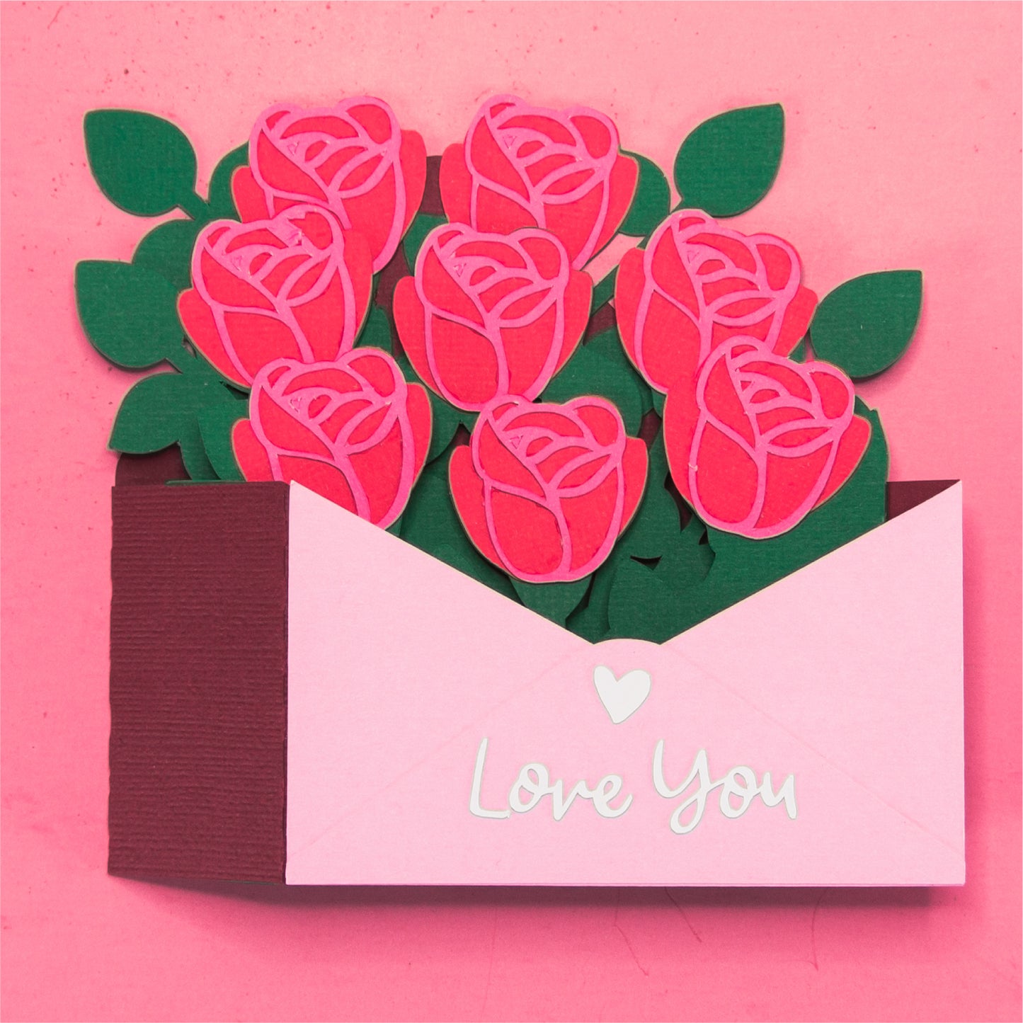 Rose Envelope Card - 3D Valentine's Day Card SVG