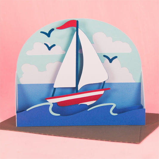 Sailboat Card - 3D Summer Card SVG
