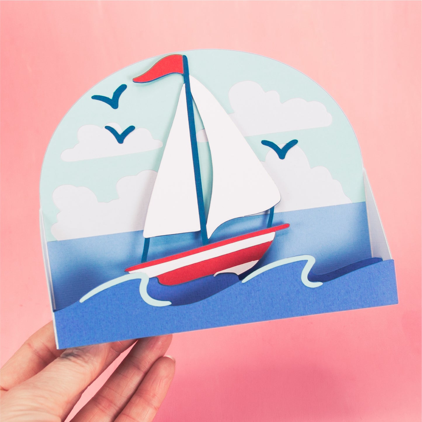 Sailboat Card - 3D Summer Card SVG