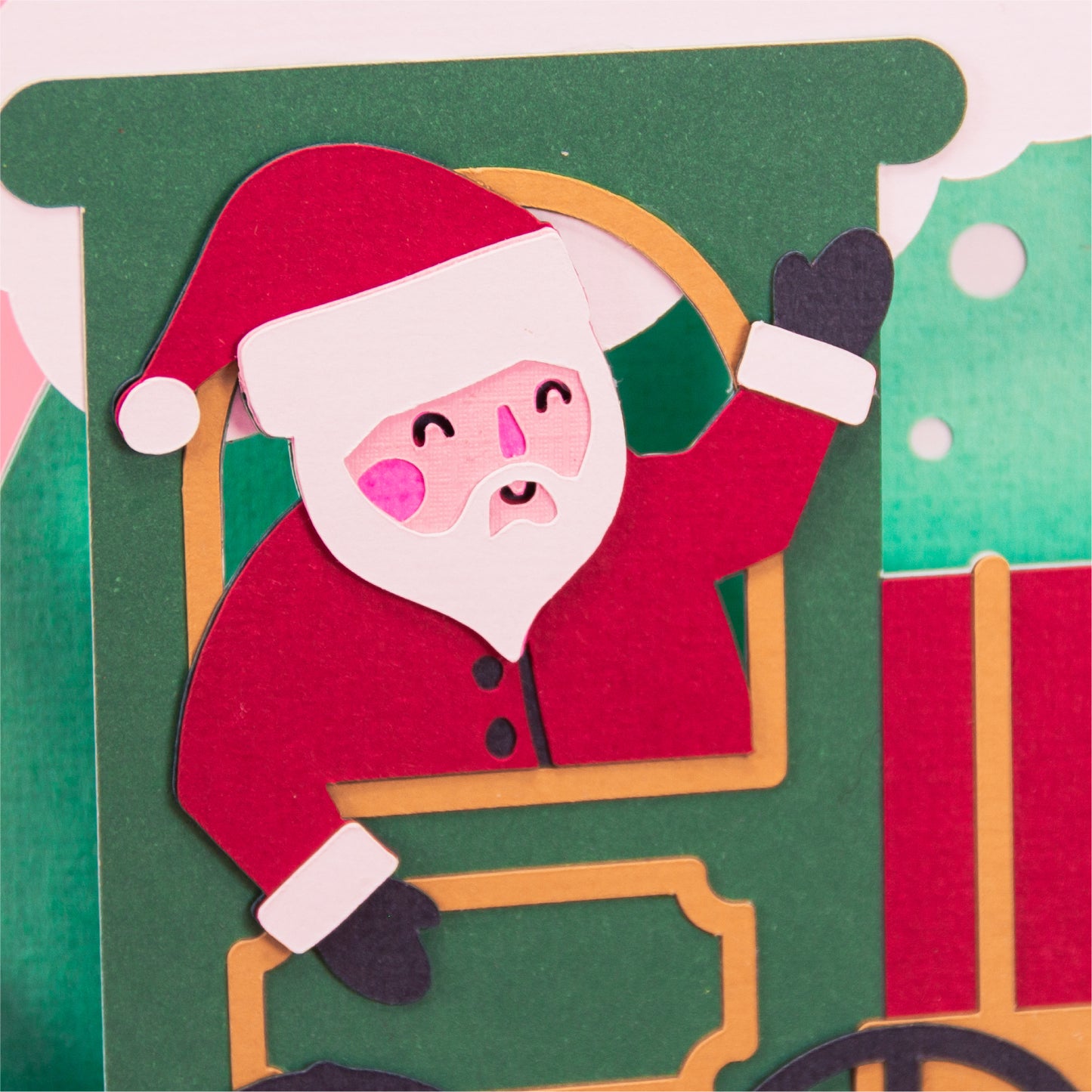 Santa Christmas Train Card - 3D Christmas Card SVG