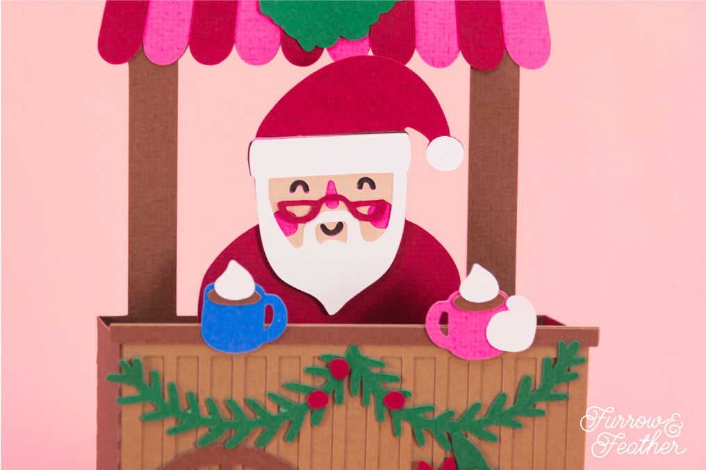 Santa Hot Cocoa Stand - Christmas Card SVG