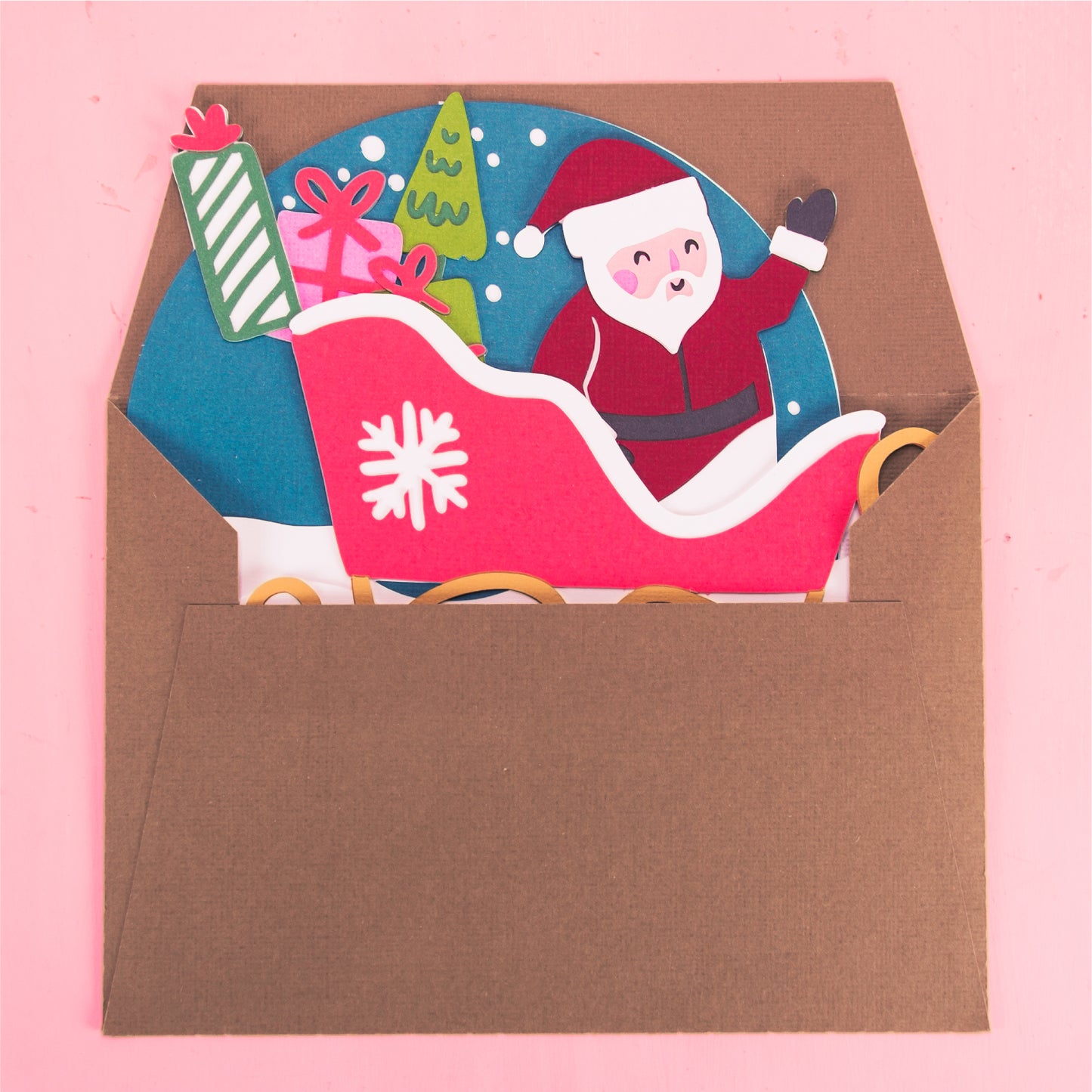 Santa Christmas Sleigh Card - 3D Christmas Card SVG
