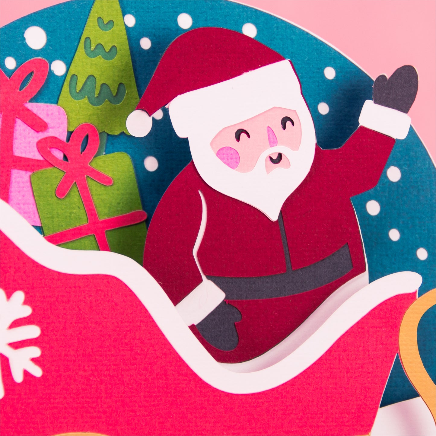 Santa Christmas Sleigh Card - 3D Christmas Card SVG