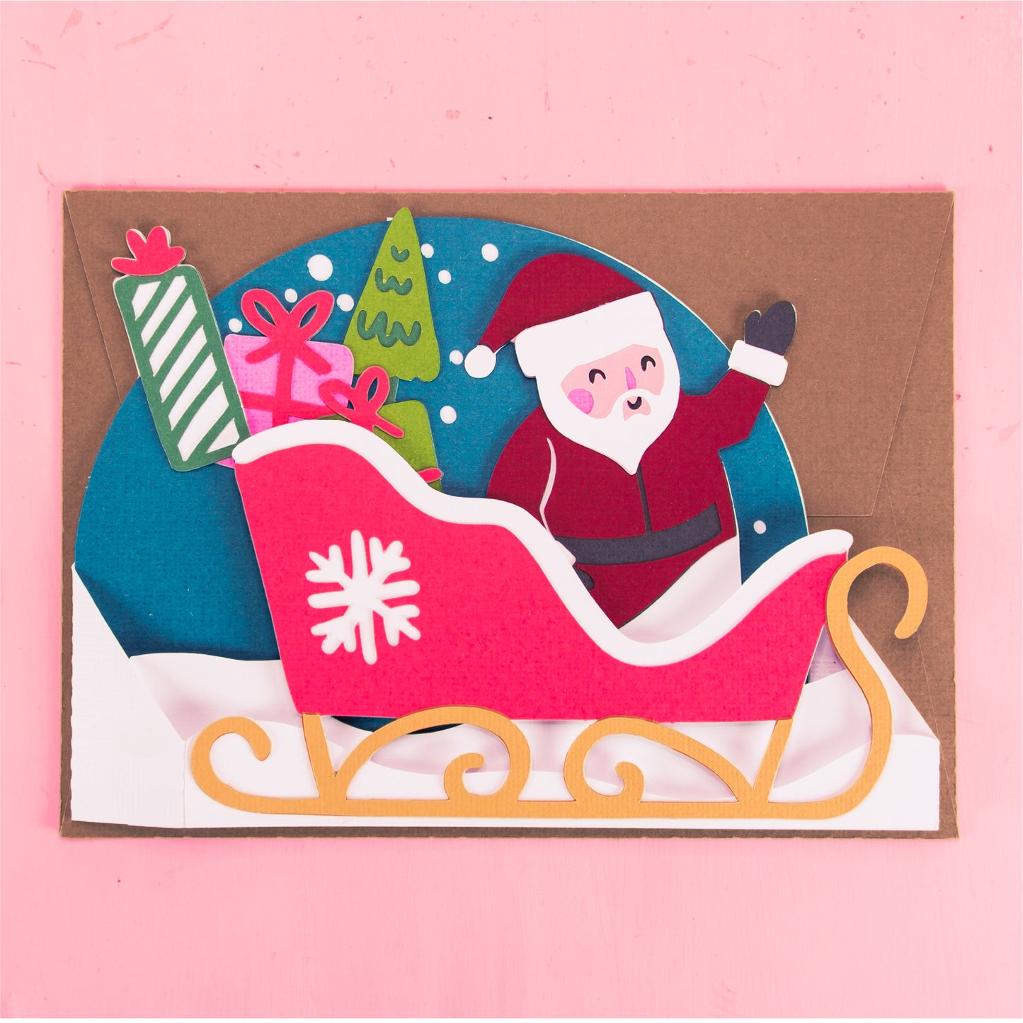 Santa Christmas Sleigh Card - 3D Christmas Card SVG