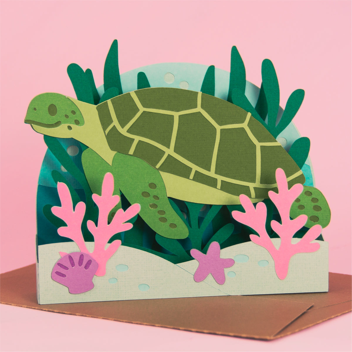 Sea Turtle Card - 3D Card SVG