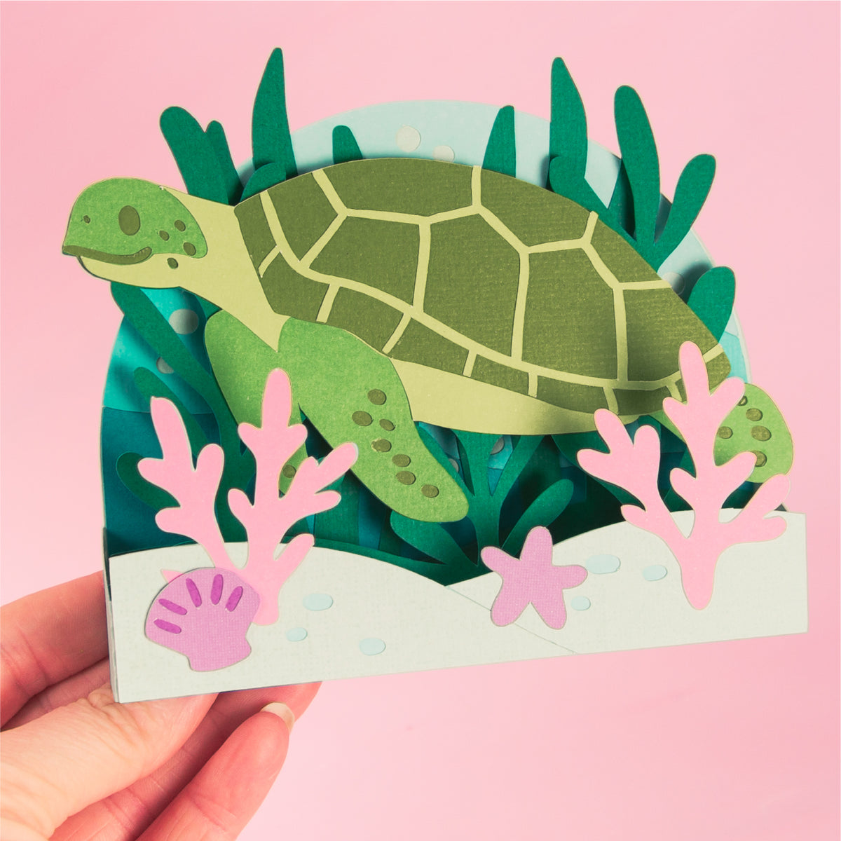Sea Turtle Card - 3D Card SVG