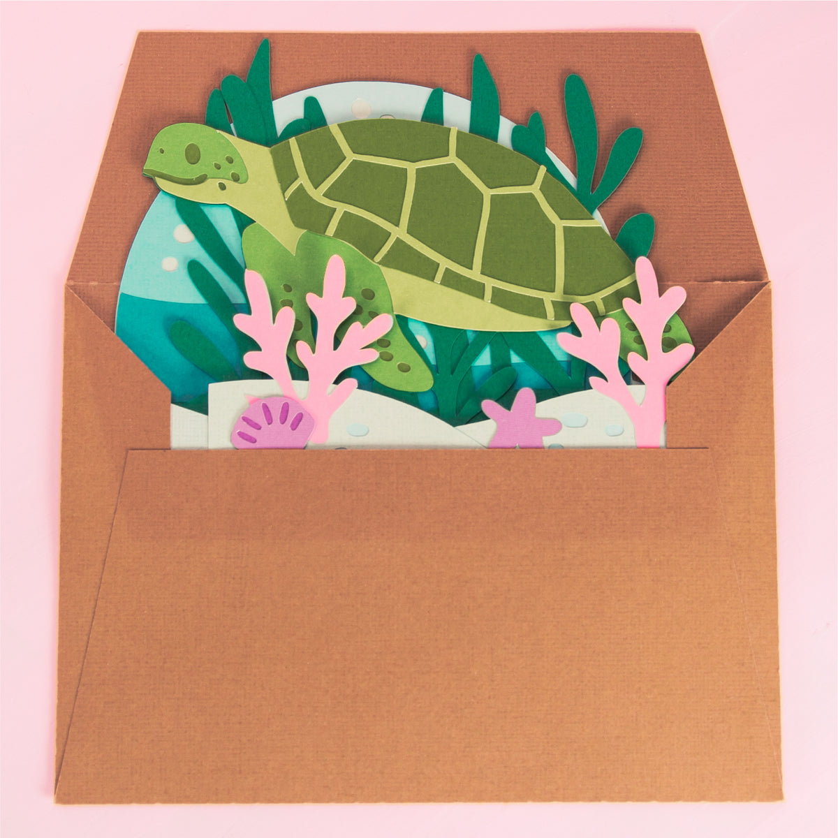 Sea Turtle Card - 3D Card SVG